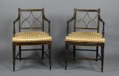 PAIR OF JAPANNED ARMCHAIRS, LA