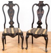 PAIR OF JAPANNED DINING CHAIRS