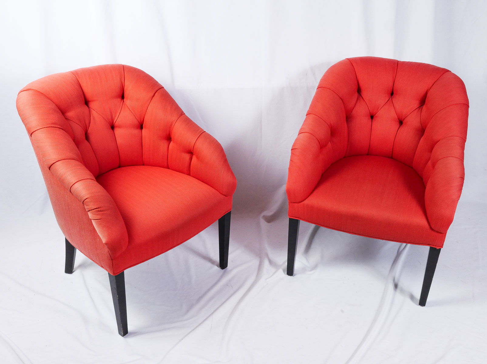 PAIR OF JOHN BOONE BUTTON TUFTED
