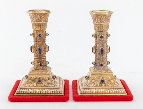 PAIR OF JUDAICA GILDED SILVER