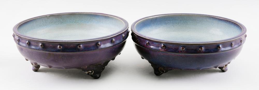 PAIR OF JUN WARE PORCELAIN
