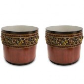 PAIR OF "KARGES" ROUND MARBLE