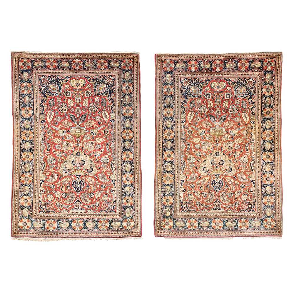 PAIR OF KASHAN PRAYER RUGS