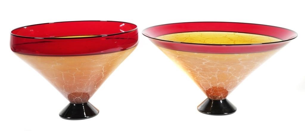 PAIR OF KENNY PIEPER, BLOWN GLASS