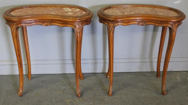 Pair of Kidney Shaped Fruitwood