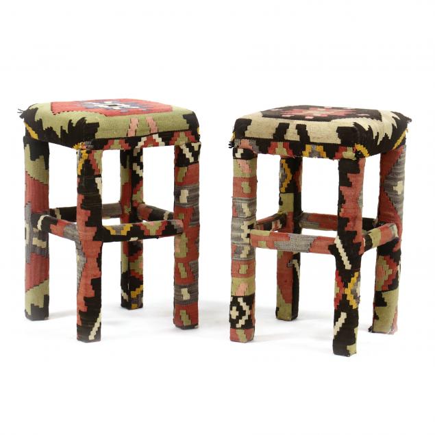 PAIR OF KILIM UPHOLSTERED BAR