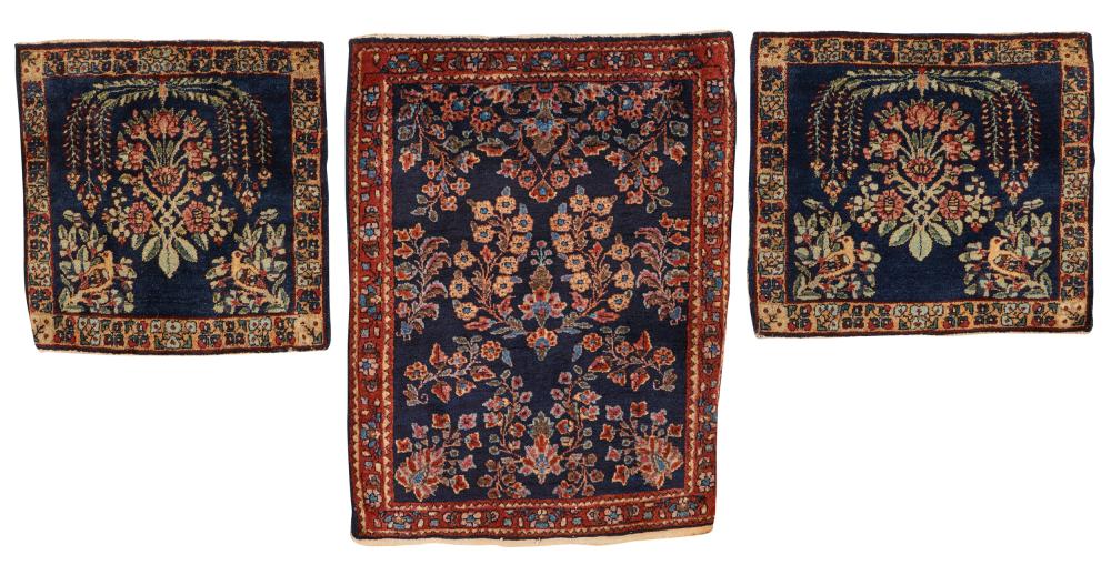 PAIR OF KIRMAN MATS AND A SAROUK