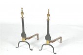 PAIR OF KNIFE BLADE ANDIRONS.