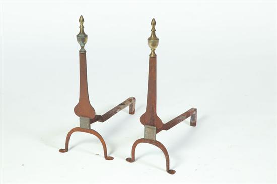PAIR OF KNIFE BLADE ANDIRONS. 