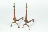PAIR OF KNIFE BLADE ANDIRONS.