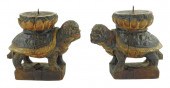 PAIR OF KOREAN CARVED WOOD TOR