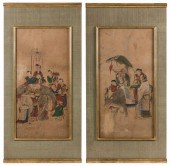 PAIR OF KOREAN PAINTINGS ON PA