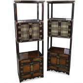 PAIR OF KOREAN WOOD ETAGERESDE