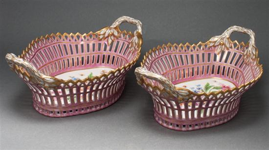 Pair of KPM Berlin floral painted