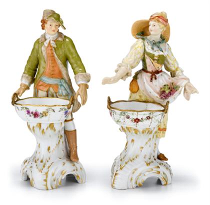 Pair of KPM porcelain figural salts