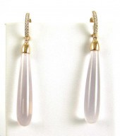 PAIR OF KUNZITE AND DIAMOND DA