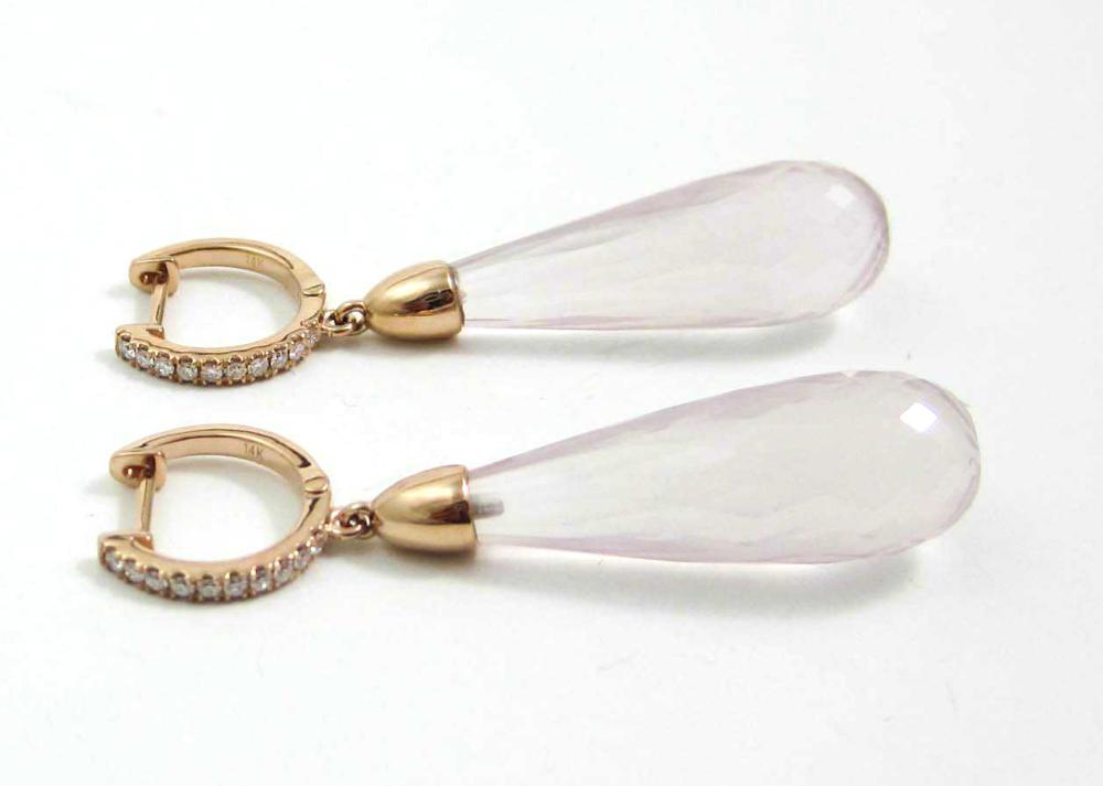PAIR OF KUNZITE AND DIAMOND