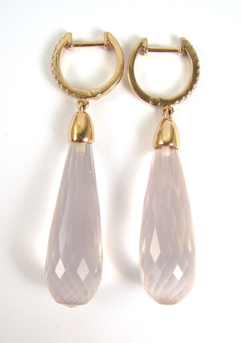 PAIR OF KUNZITE AND DIAMOND