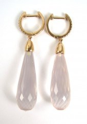 PAIR OF KUNZITE AND DIAMOND DA