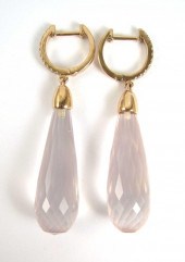 PAIR OF KUNZITE AND DIAMOND DA