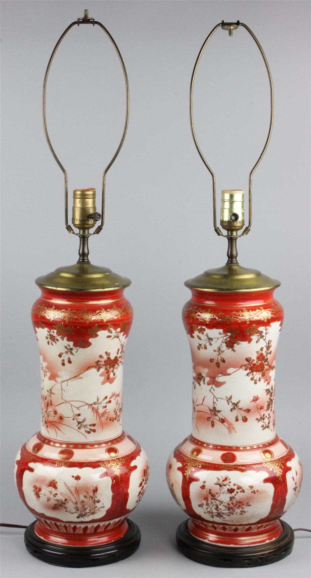 PAIR OF KUTANI TYPE IRON RED AND