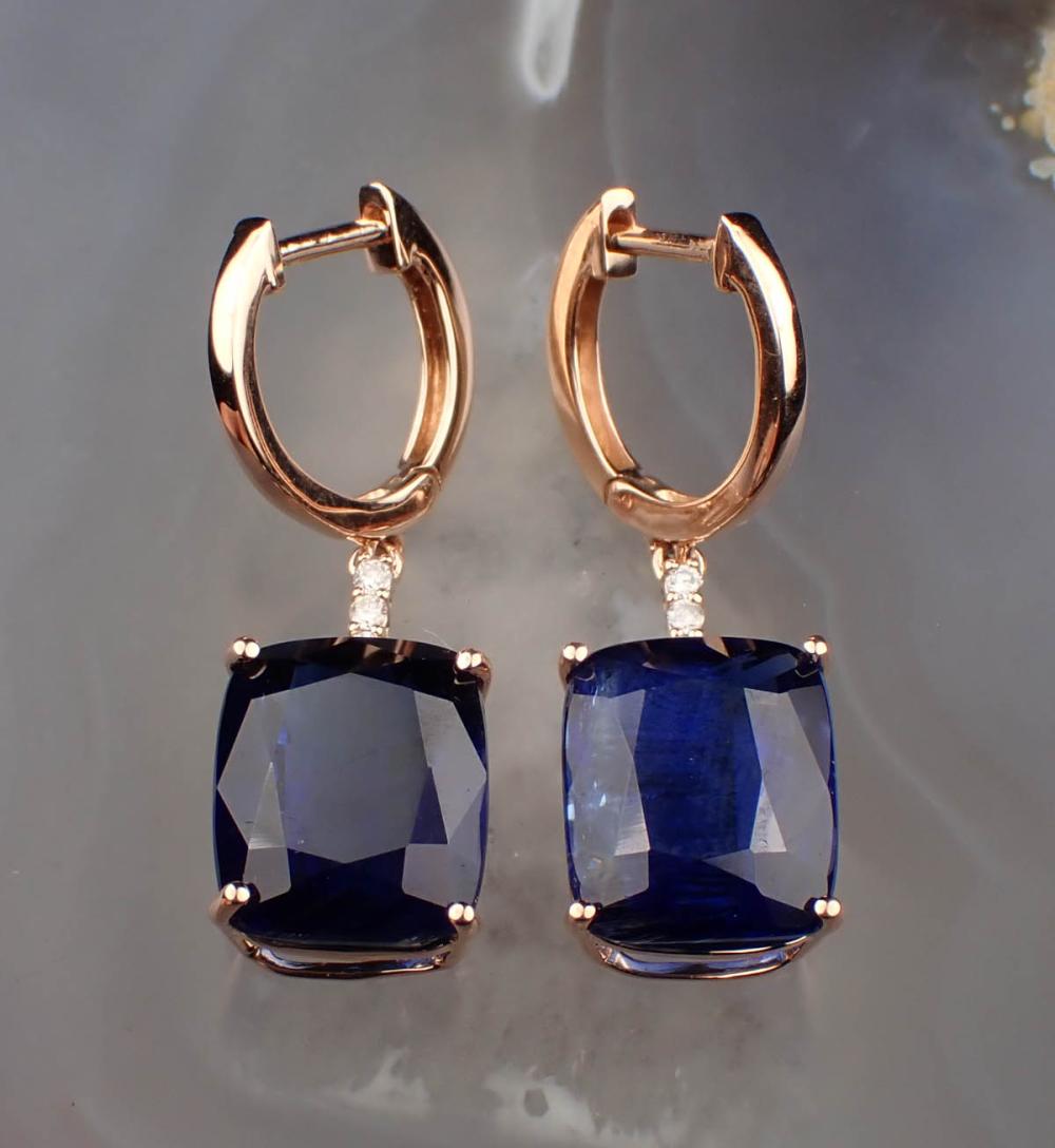 PAIR OF KYANITE, DIAMOND AND ROSE