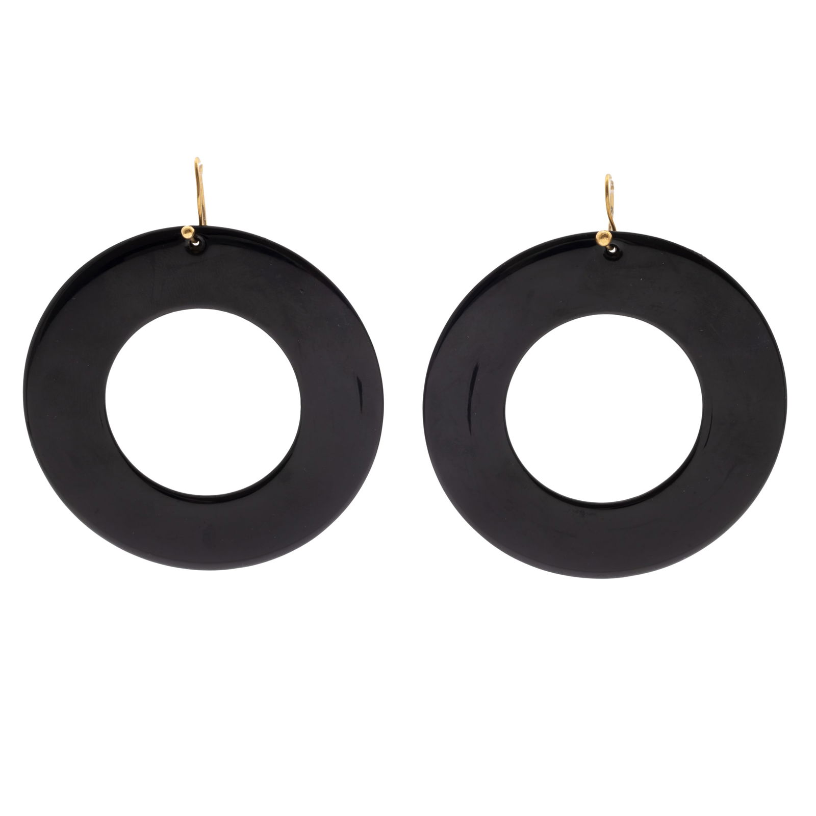 PAIR OF LACQUER, 18K HOOP EARRINGS,