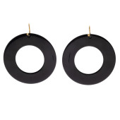 PAIR OF LACQUER, 18K HOOP EARR