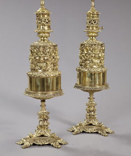 Pair of Lacquered Brass Carcel