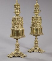 Pair of Lacquered Brass Carcel