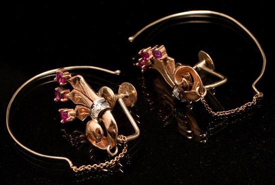 Pair of lady's 14K rose gold,