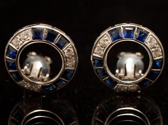 Pair of lady's 14K white gold,