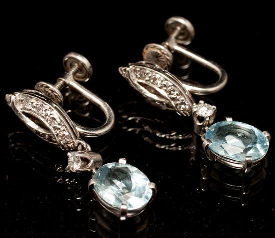 Pair of lady's unmarked white gold,