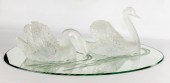 PAIR OF LALIQUE ART GLASS CYGN
