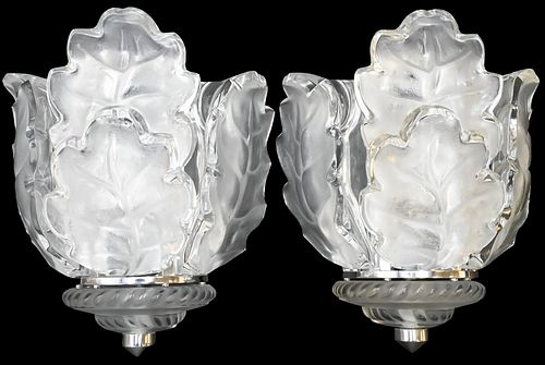 PAIR OF LALIQUE "CHENE" WALL
