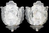 PAIR OF LALIQUE "CHENE" WALL S