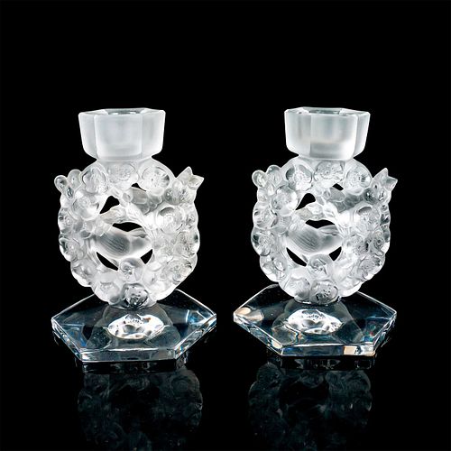 PAIR OF LALIQUE CRYSTAL MESANGES