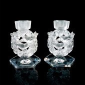 PAIR OF LALIQUE CRYSTAL MESANG