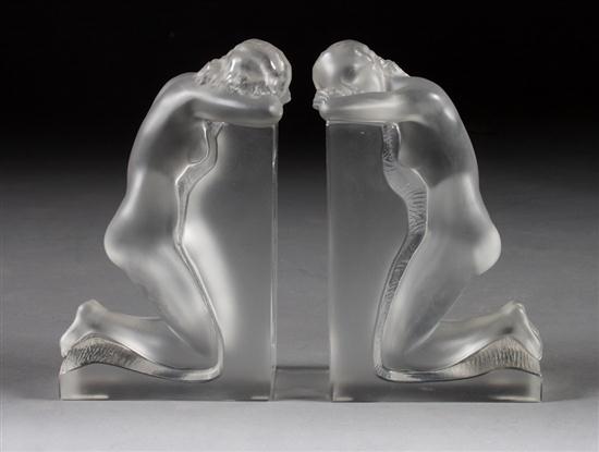 Pair of Lalique frosted glass