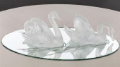 PAIR OF LALIQUE GLASS SWANS WI