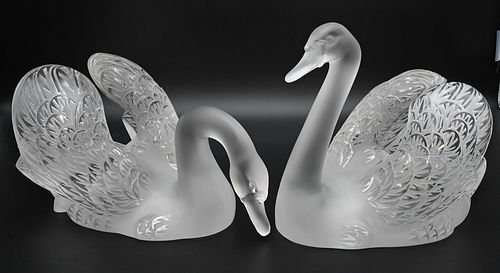 PAIR OF LALIQUE MOLDED AND