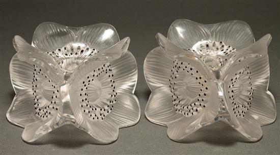 Pair of Lalique molded and