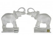 PAIR OF LALIQUE MOLDED GLASS E