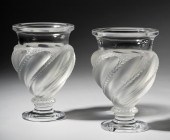 PAIR OF LALIQUE MOLDED GLASS V