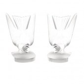 Pair of Lalique Molded Glass H