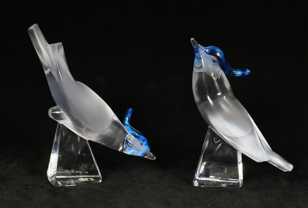 PAIR OF LALIQUE PIMLICO BLUE