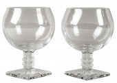 PAIR OF LALIQUE WINE GLASSESPa