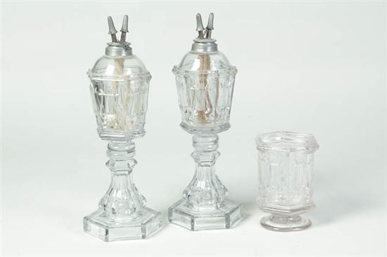 PAIR OF LAMPS AND A SPILL