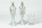 PAIR OF LAMPS AND A SPILL HOLD
