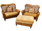 PAIR OF LANE WICKER CHAIRS & O